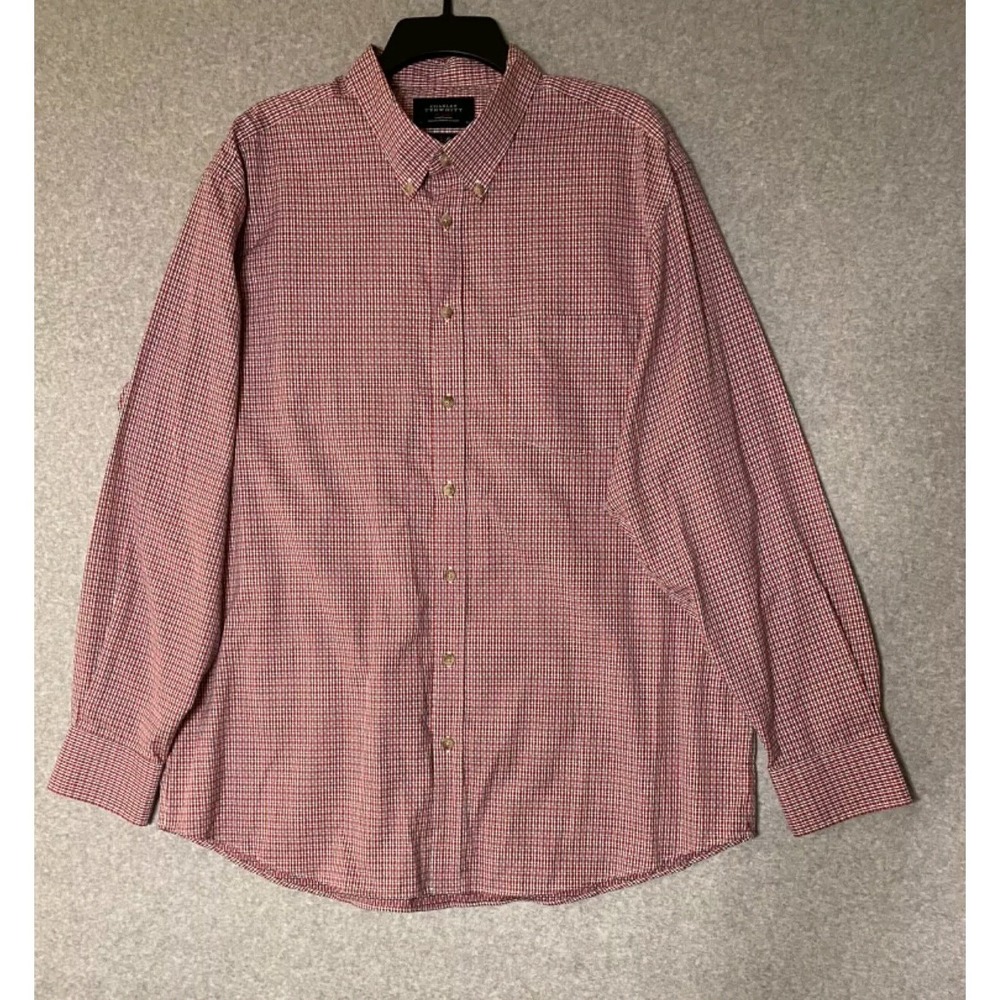 Charles Tyrwhitt Shirt Mens XL Non‎ Iron Classic Fit Red Plaid Longsleeve Button